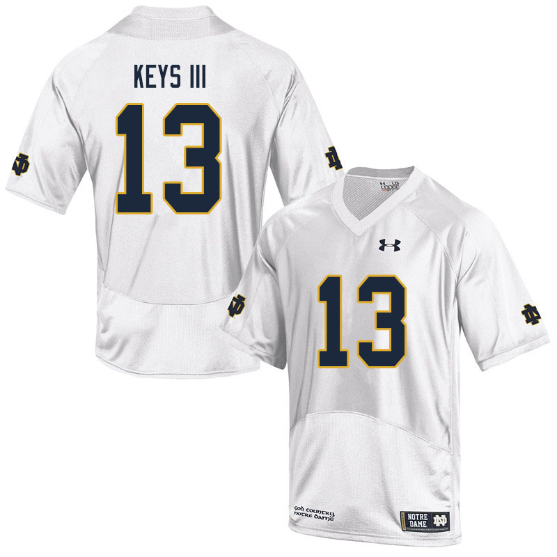 Men's NCAA Notre Dame Fighting Irish #13 Lawrence Keys III Stitched College Under Armour Authentic White Football Jersey MH10V05QN